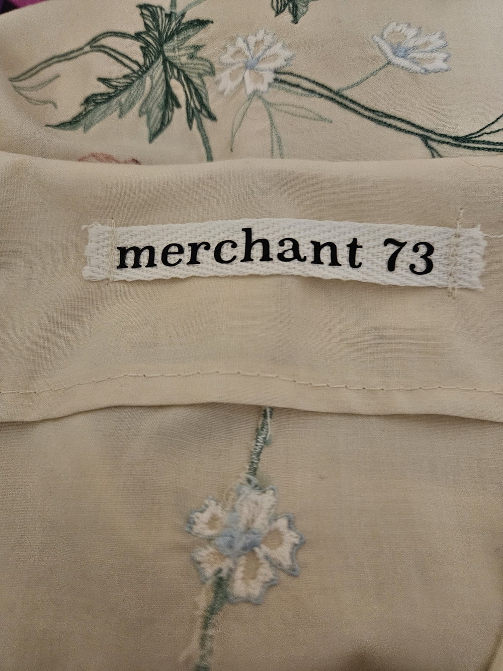 Merchant 73 Cream Embroidered Floral Midi Dress Cottagecore - Picture 3 of 6